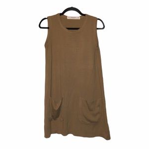 Zara knit sleeveless brown mini dress with pockets